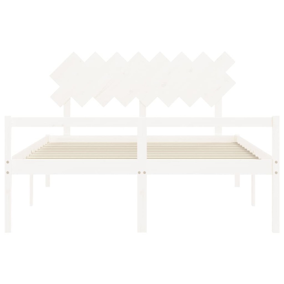 Cama personas mayores cabecero madera maciza blanco 160x200