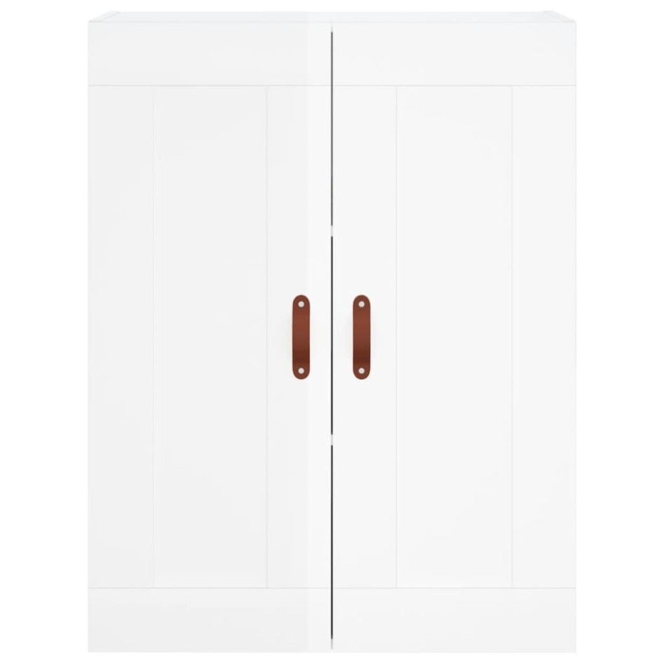 Aparador alto madera contrachapada blanco brillo 69,5x34x180