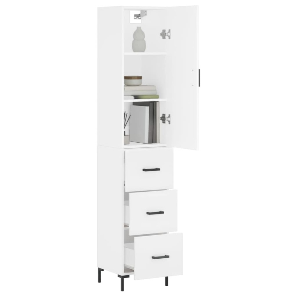 Aparador alto madera contrachapada blanco 34,5x34x180