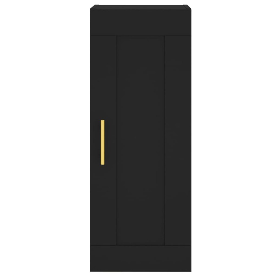 Aparador alto madera de ingeniería negro 34,5x34x180