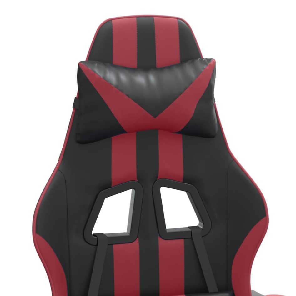 Silla gaming con reposapiés cuero sintético negro rojo