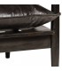 Sofá de 2 plazas de cuero con madera de acacia negra, modelo Abis Negro