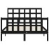 Estructura de cama con cabecero madera maciza negro 140x200