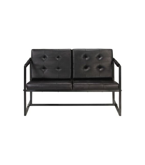Sofá de 2 plazas cuero auténtico de cabra negro, modelo Natur Negro