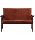 Sofá de 2 plazas cuero auténtico marrón, modelo Mois Marrón