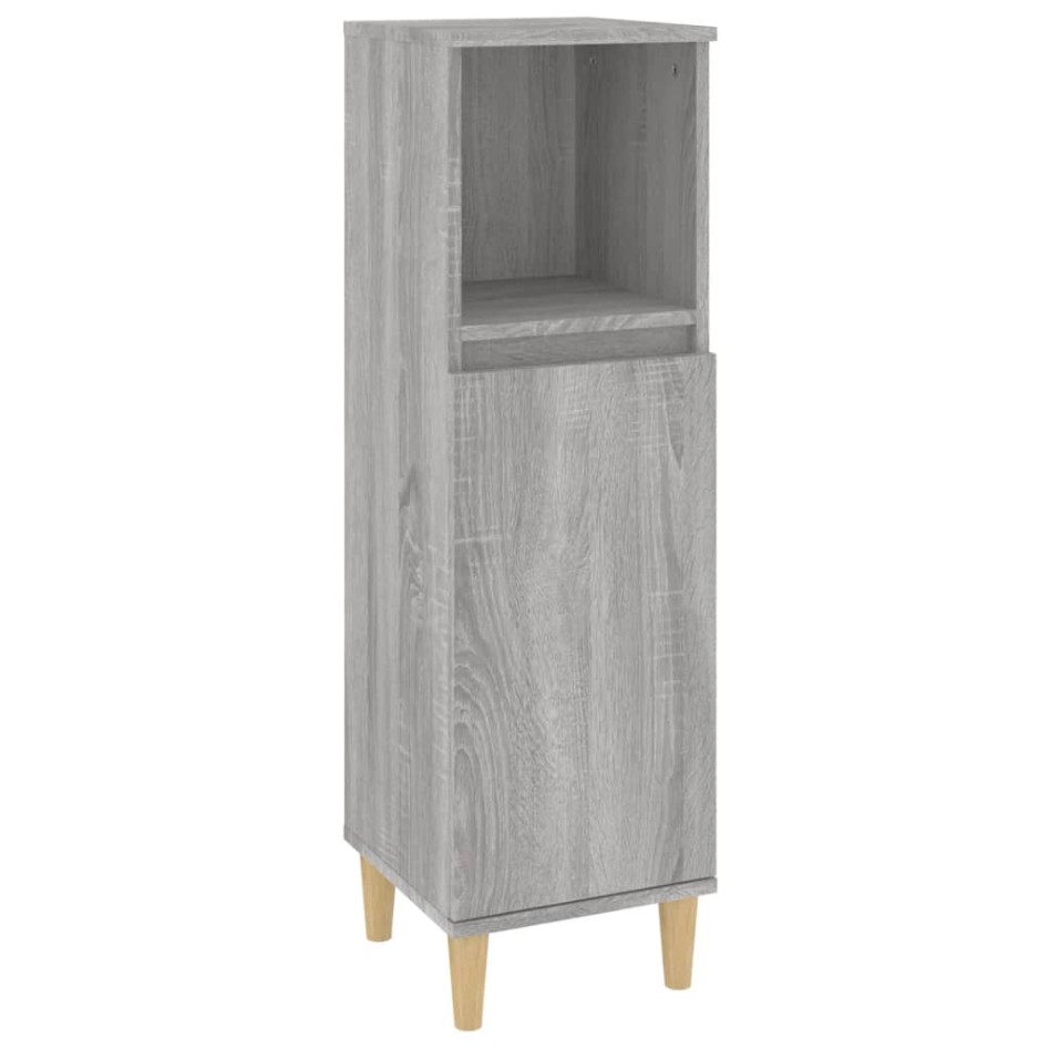 Set de muebles de baño 3 pzas madera contrachapada gris