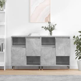 Aparadores 2 uds madera contrachapada gris