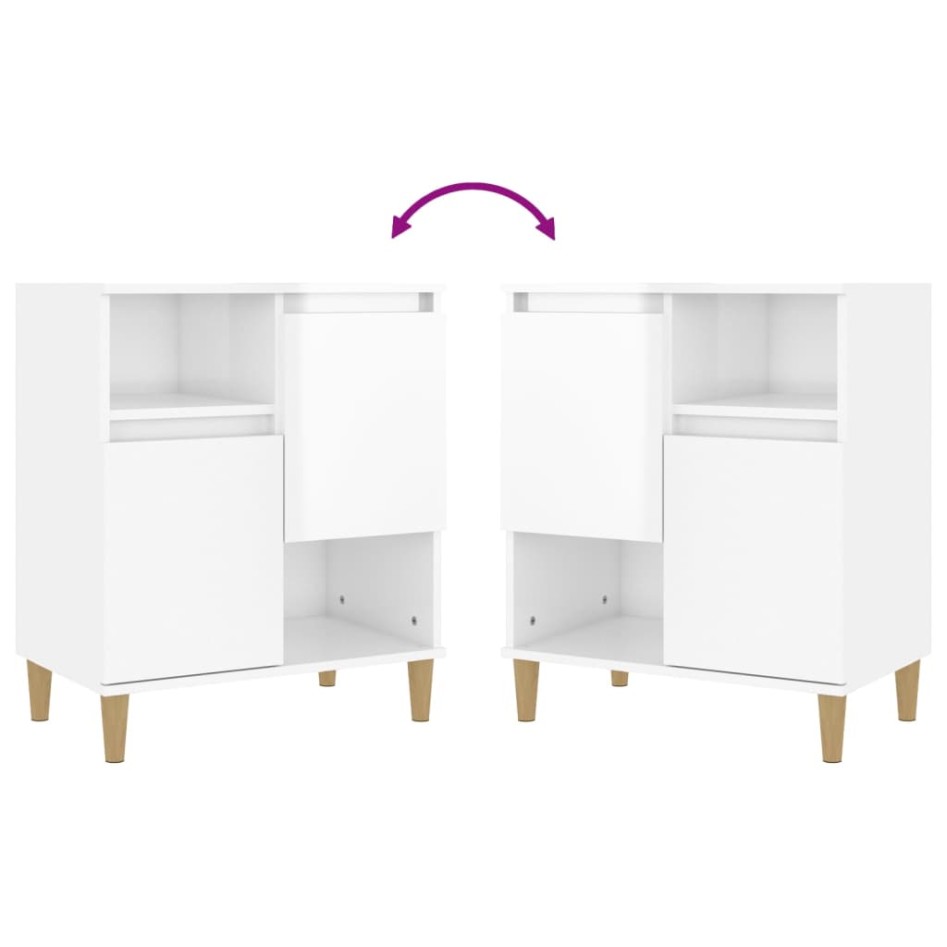 Aparadores 3 uds madera contrachapada blanco brillo 60x35x70