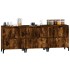 Aparadores 3 uds madera contrachapada roble ahumado 60x35x70