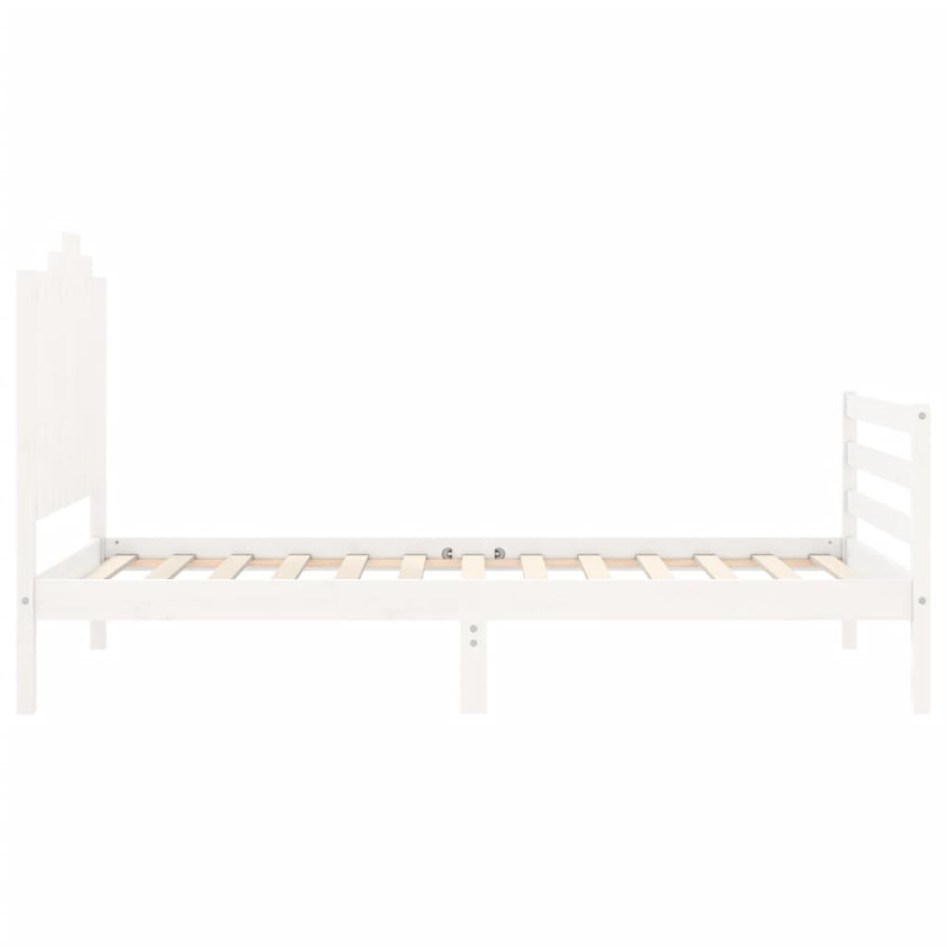 Estructura de cama con cabecero madera maciza blanco 100x200