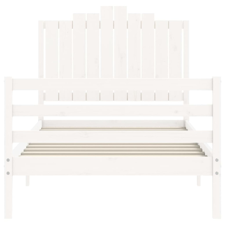 Estructura de cama con cabecero madera maciza blanco 100x200