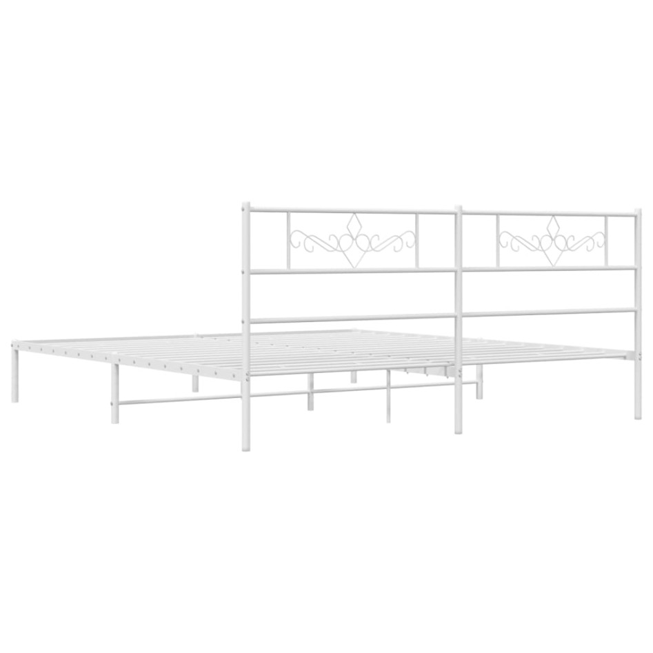 Estructura de cama con cabecero metal blanca 200x200