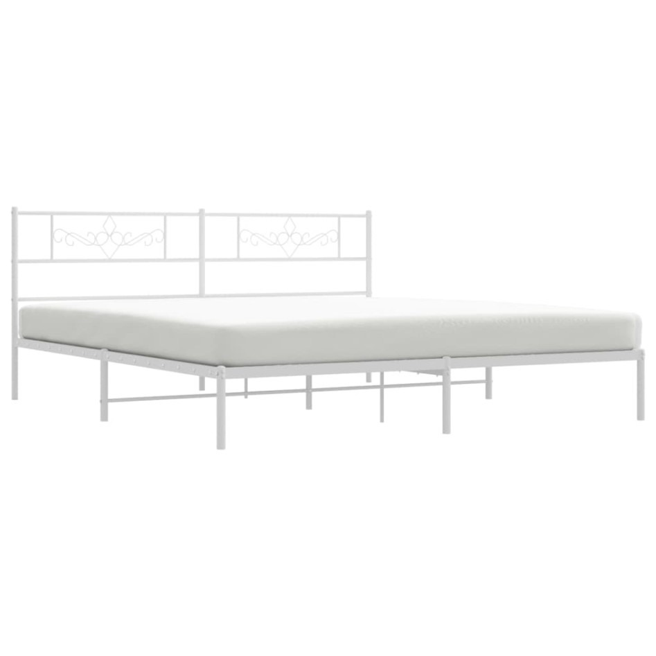 Estructura de cama de metal con cabecero blanco 183x213
