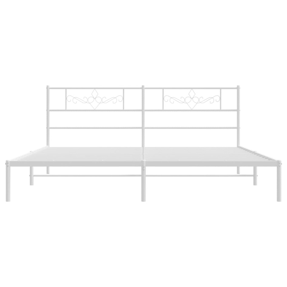 Estructura de cama de metal con cabecero blanco 183x213