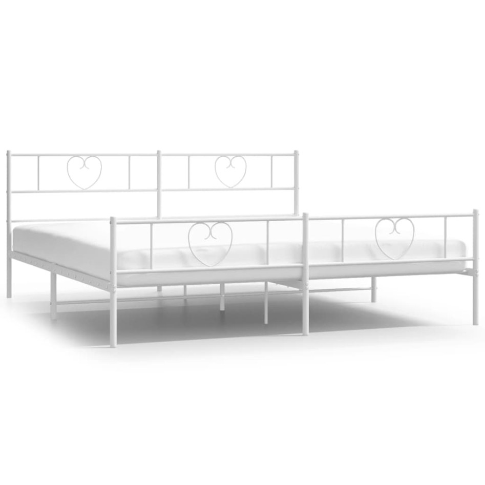Estructura cama metal con cabecero y estribo blanco 180x200