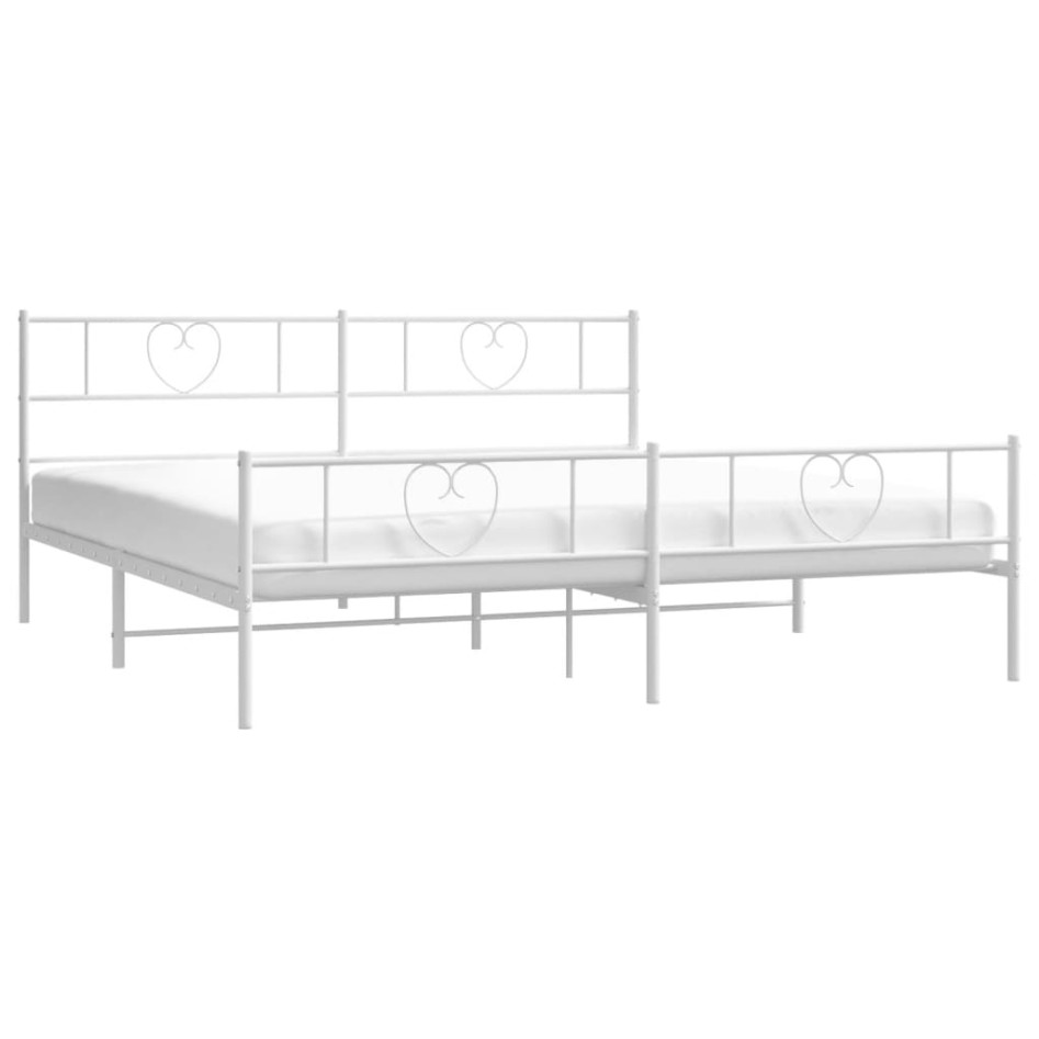 Estructura cama metal con cabecero y estribo blanco 180x200