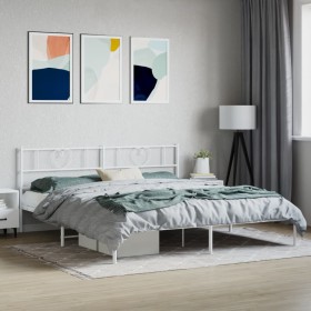 Estructura de cama de metal con cabecero blanco 183x213