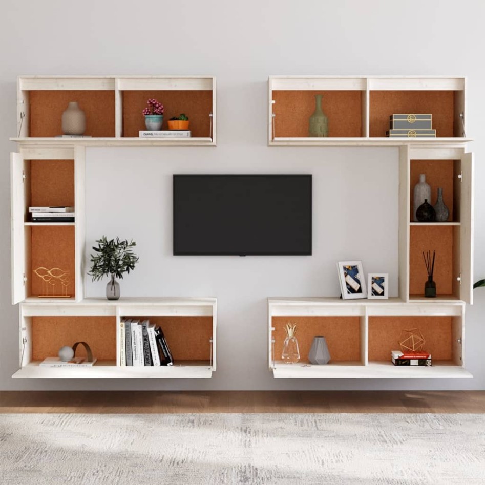 Muebles para TV 6 piezas madera maciza de pino