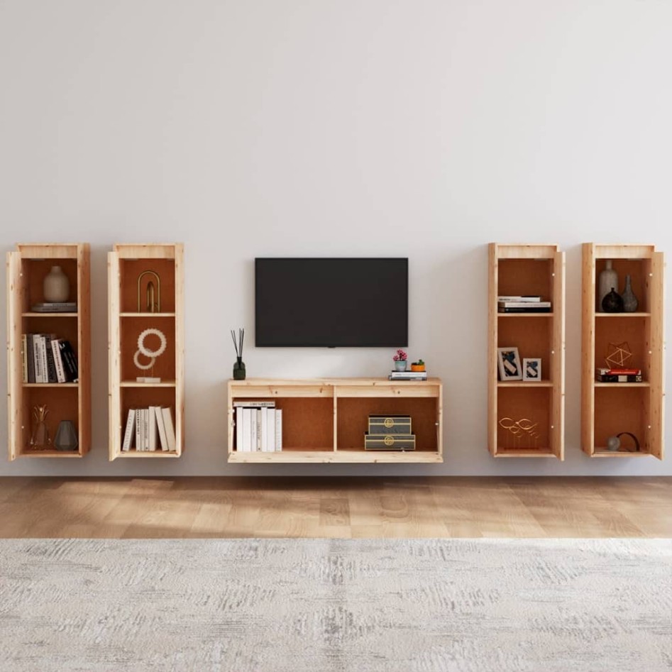 Muebles para TV 3 piezas madera maciza de