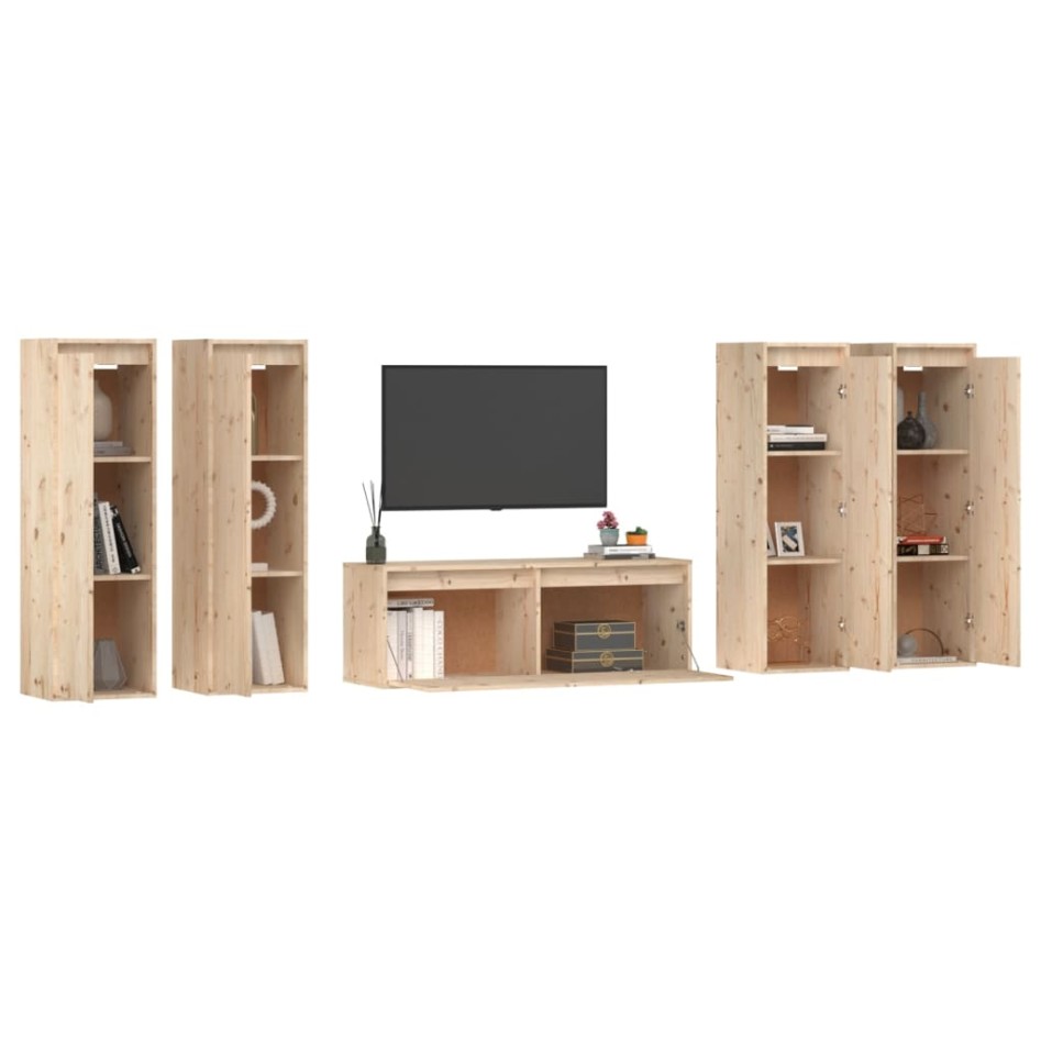 Muebles para TV 3 piezas madera maciza de