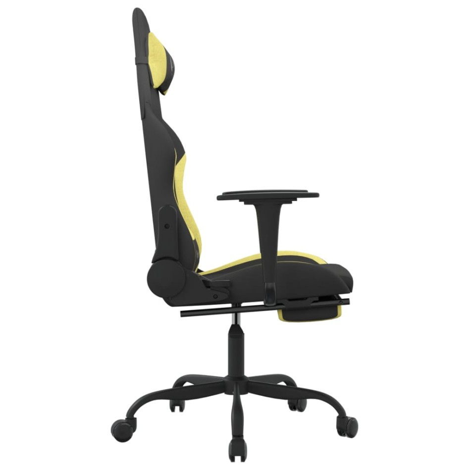 Silla gaming de masaje con reposapiés tela negro y verde