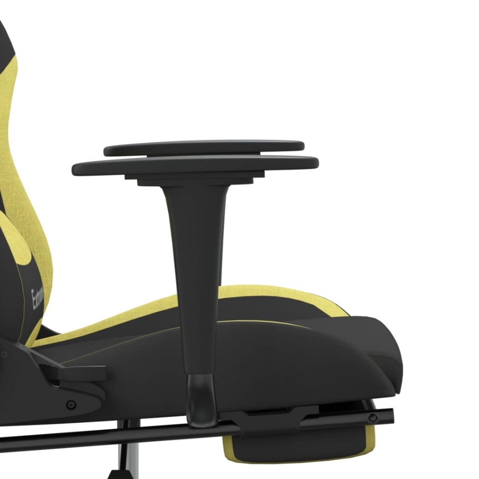 Silla gaming de masaje con reposapiés tela negro y verde