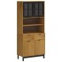 Aparador alto con puertas vidrio FLAM madera pino 80x40x180