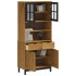 Aparador alto con puertas vidrio FLAM madera pino 80x40x180