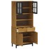 Aparador alto con puertas vidrio FLAM madera pino 80x40x180