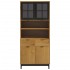 Aparador alto con puertas vidrio FLAM madera pino 80x40x180