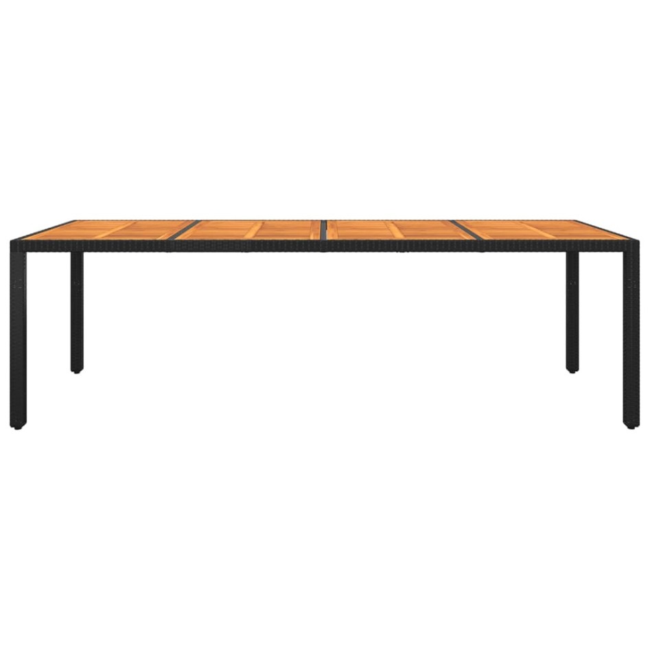 Mesa jardín madera acacia ratán sintético negro 250x100x75