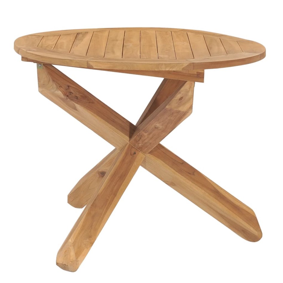 Mesa de comedor de jardín madera maciza de teca Ø90x75
