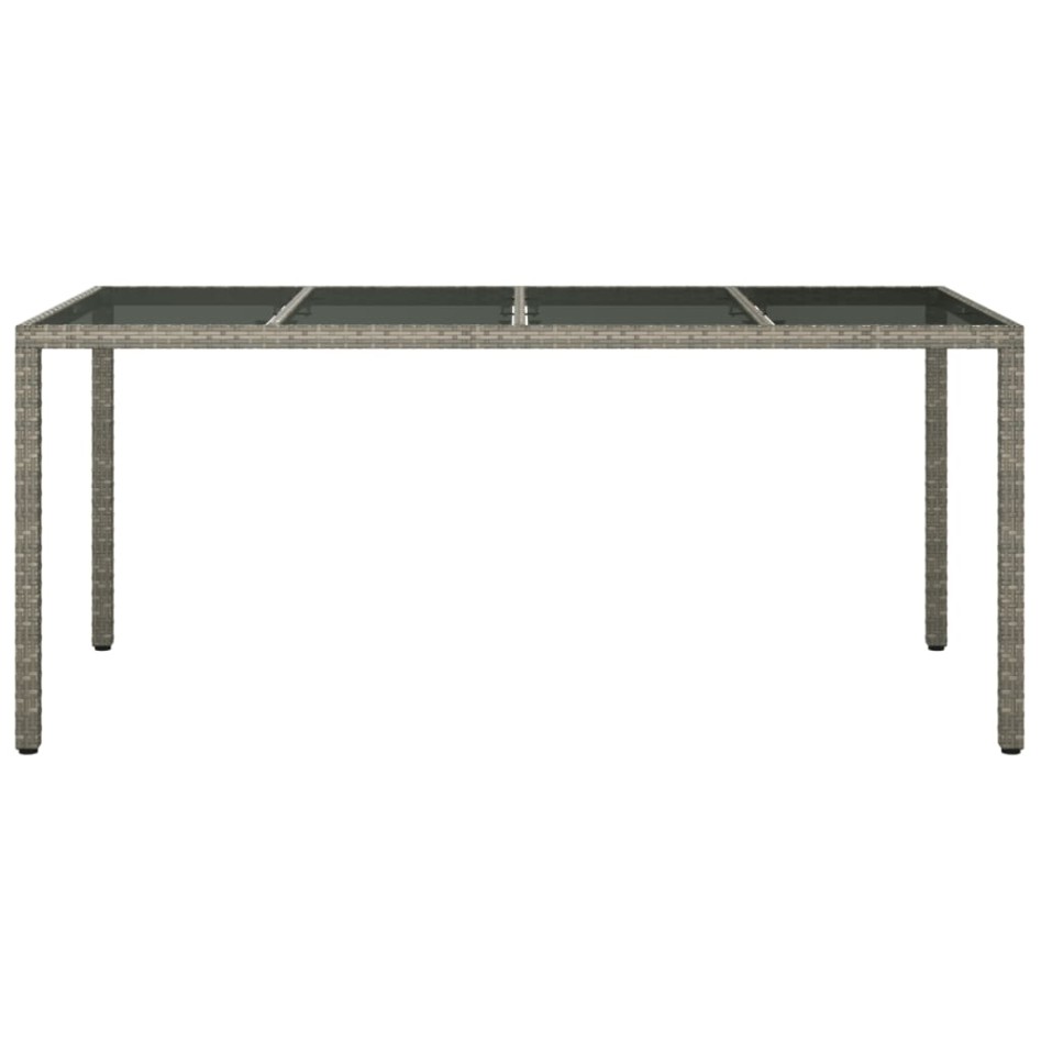 Mesa jardín vidrio templado ratán sintético gris 190x90x75