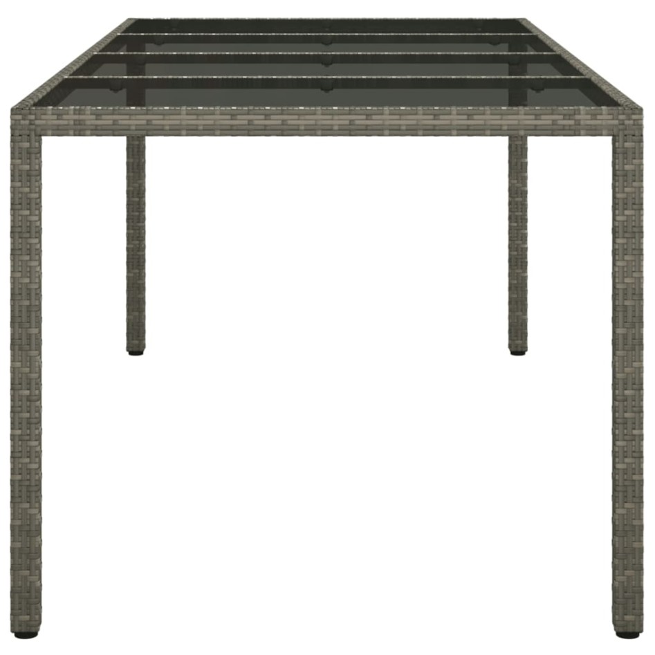 Mesa jardín vidrio templado ratán sintético gris 190x90x75