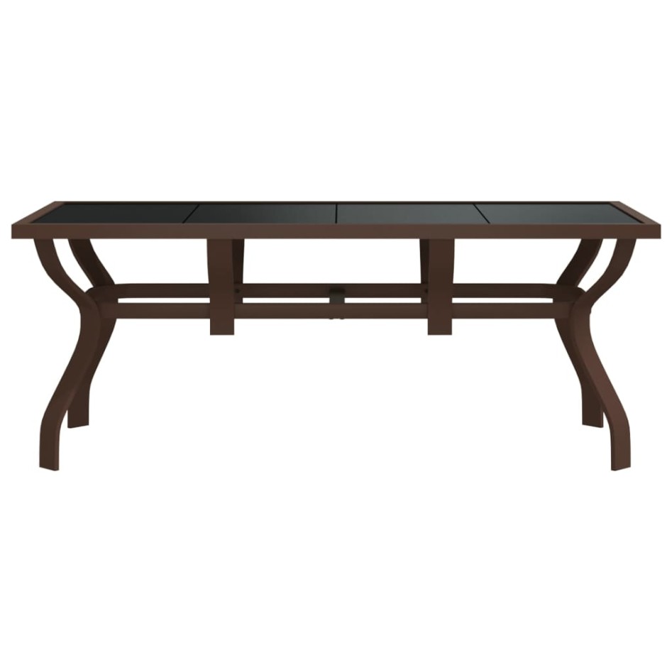 Mesa de jardín acero y vidrio marrón y negro 180x80x70