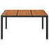 Mesa de jardín superficie de madera ratán PE negro 150x90x75