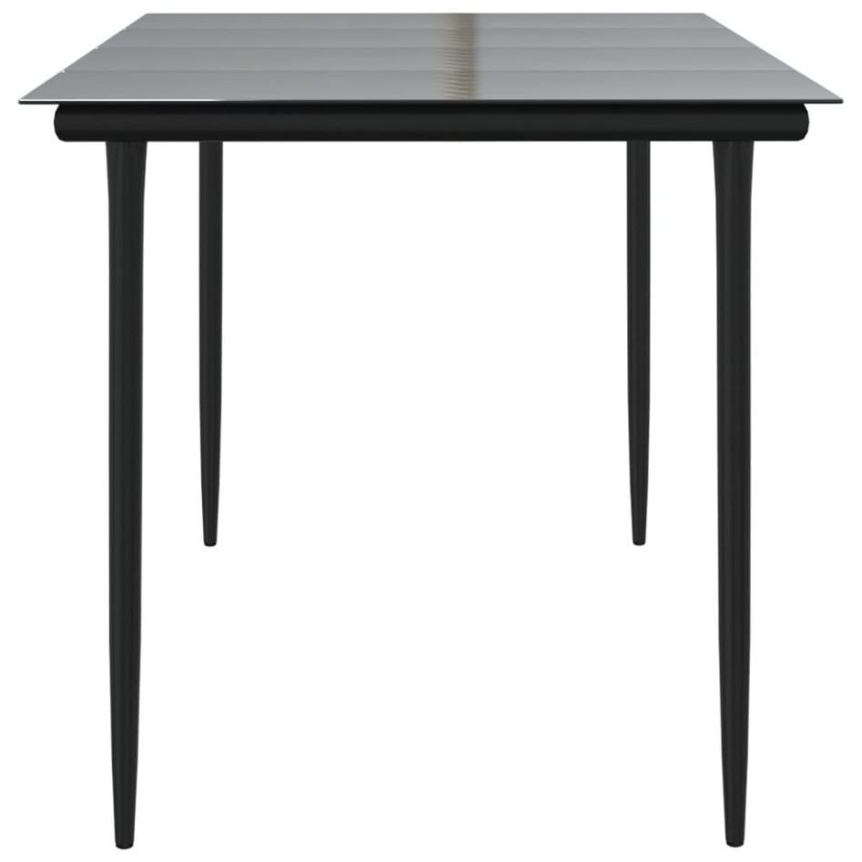 Mesa comedor jardín acero y vidrio templado negro 160x80x74