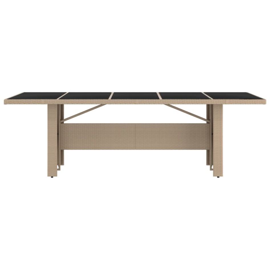 Mesa de jardín ratán beige y superficie de vidrio