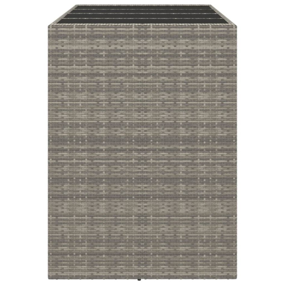 Mesa alta bar con superficie vidrio ratán PE gris 145x80x110