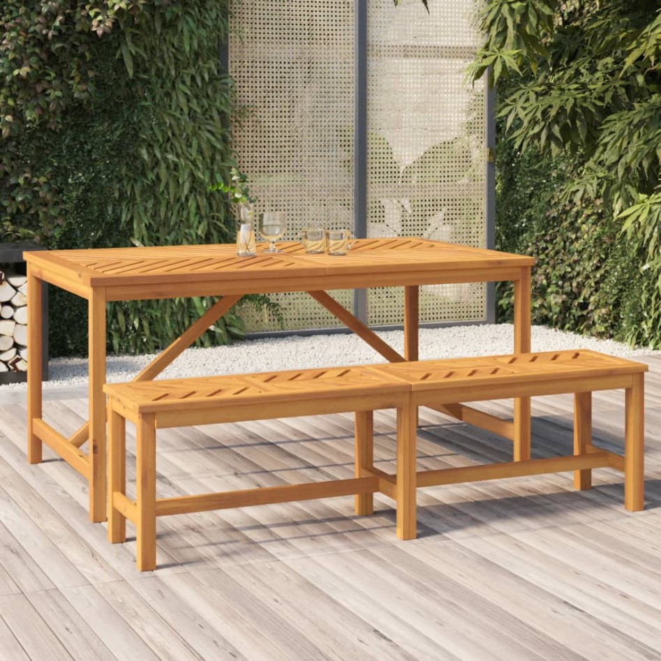 Mesa de comedor de jardín madera maciza de acacia 150x90x74