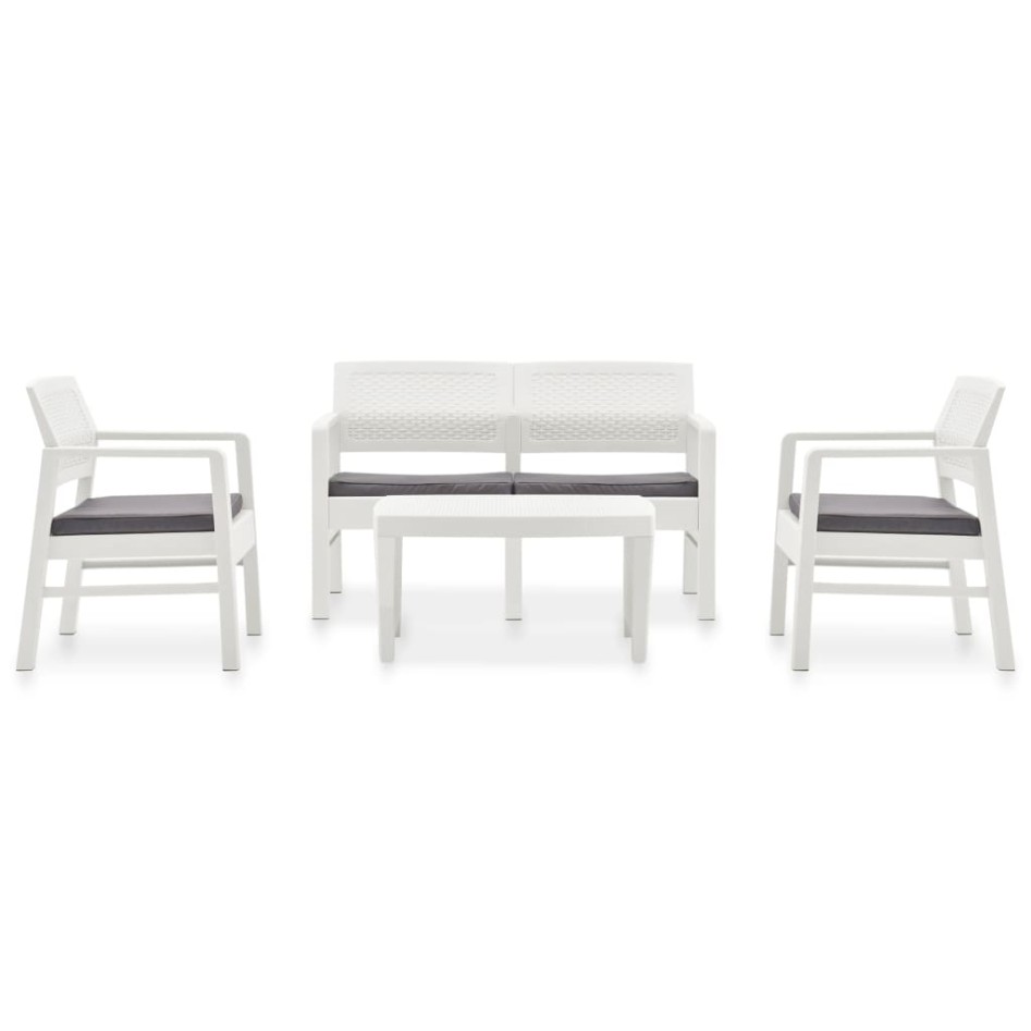 Set de muebles de jardín 4 piezas con cojines plástico