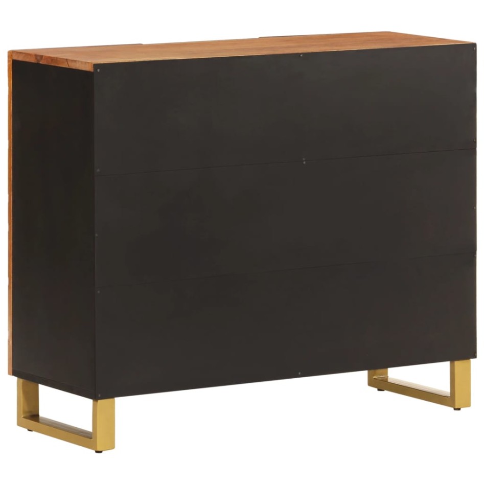 Mueble aparador madera maciza mango marrón/negro 90x33,5x75
