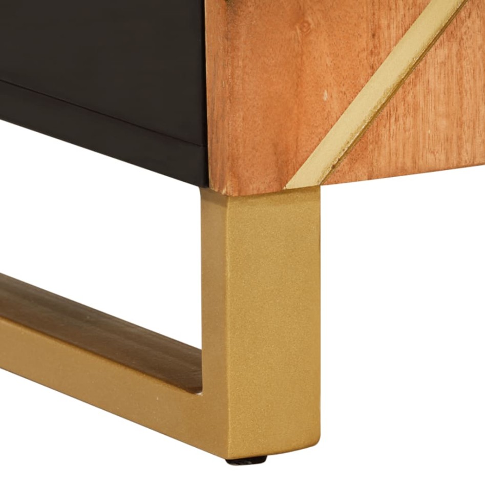 Mueble aparador madera maciza mango marrón/negro 90x33,5x75