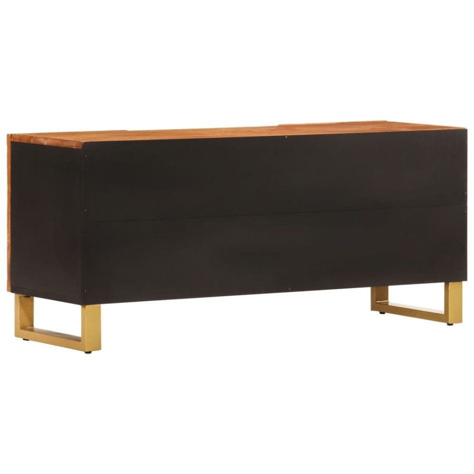Mueble de TV madera maciza mango marrón y negro 105x33,5x46