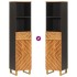 Mueble de baño madera maciza mango marrón negro 38x33,5x160