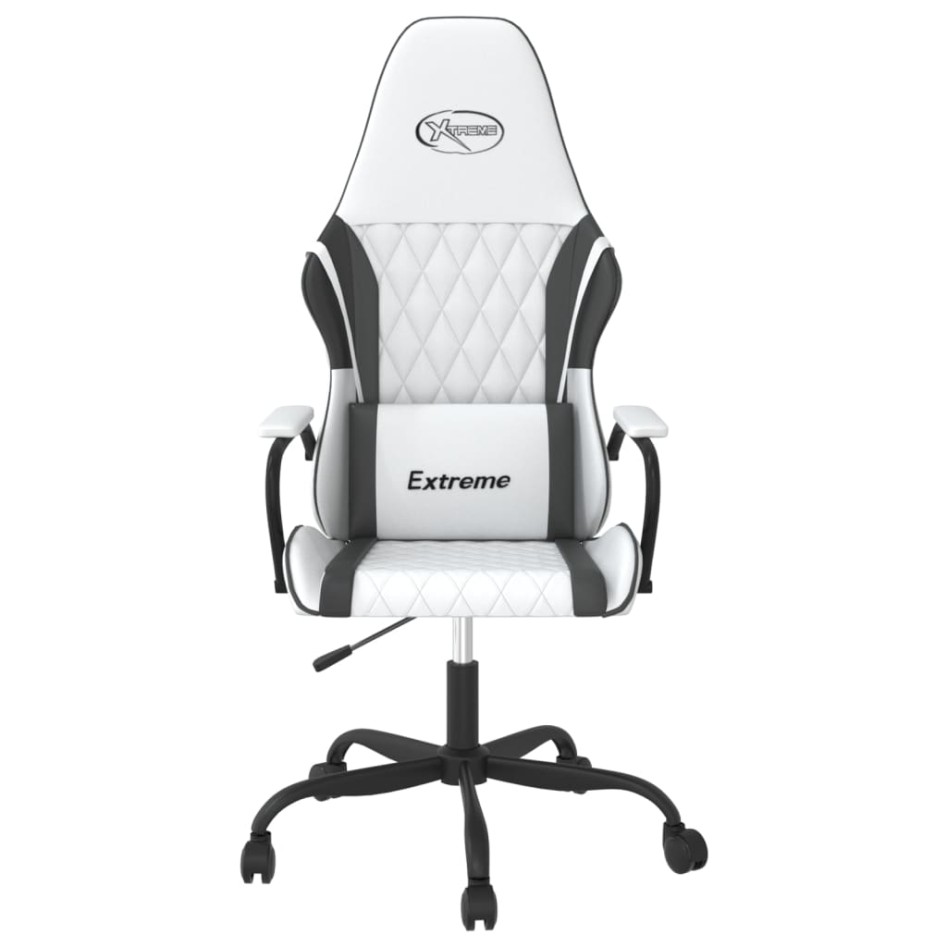 Silla gaming de masaje cuero sintético blanco y