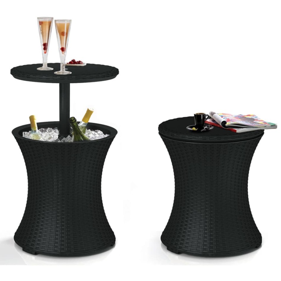 Keter Mesa de bar nevera Rattan antracita