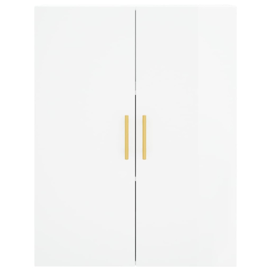 Aparador alto madera contrachapada blanco brillo 69,5x34x180