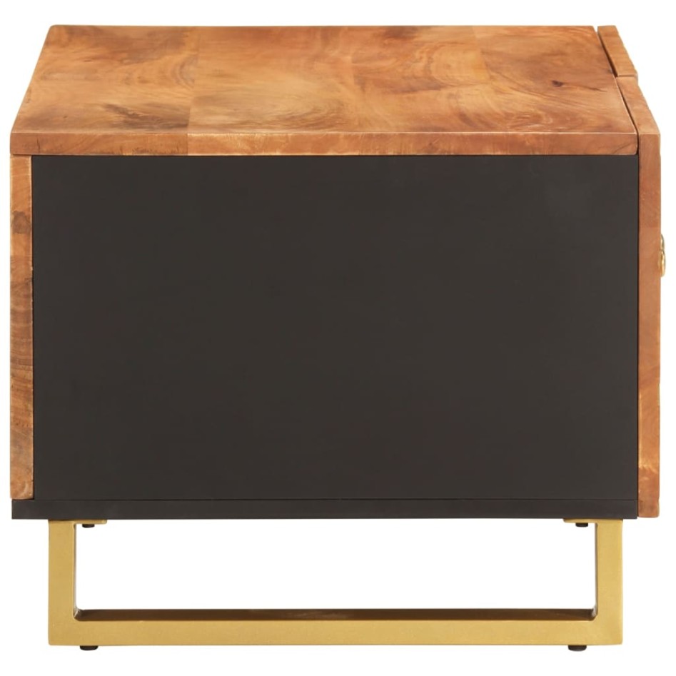 Mesa de centro madera maciza de mango negro marrón 80x50x40