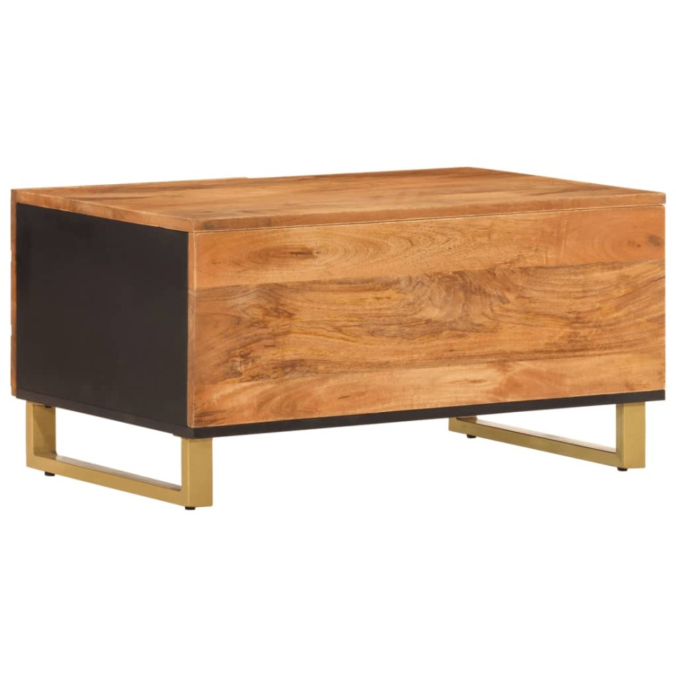 Mesa de centro madera maciza de mango negro marrón 80x50x40